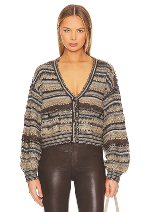 L'AGENCE Harriet Blouson Cardigan in Brown. Size S.