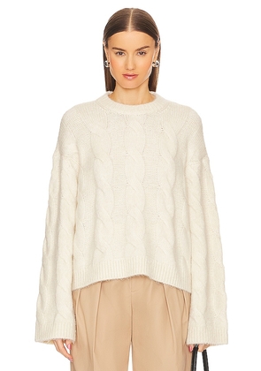 L'Academie Adria Cable Sweater in Ivory. Size S.