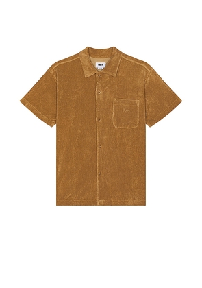 Obey Terry Cloth Button Up Shirt in Brown. Size M, S, XL/1X.