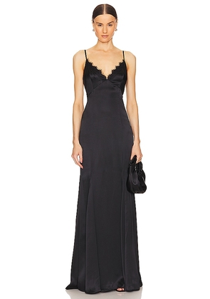 L'AGENCE Zanna Lace Trim Gown in Black. Size 00, 4.