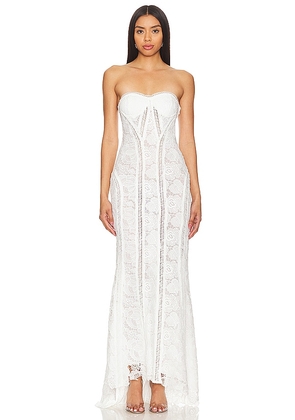 ROCOCO SAND X Revolve Paris Lace Gown in White. Size L, S.