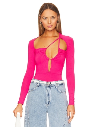 superdown Aranza Ruched Bodysuit in Pink. Size XXS.