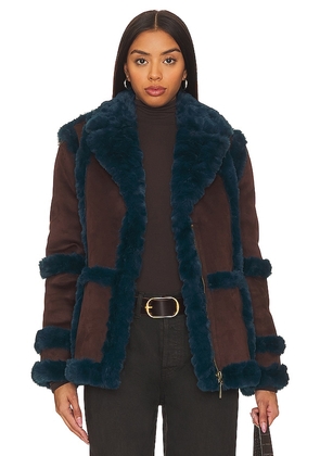 Unreal Fur Gate Keeper Jacket in Chocolate. Size S.