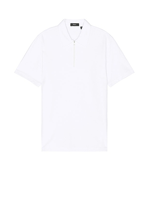 Theory Ryder Quarter Zip Polo in White. Size M, S.