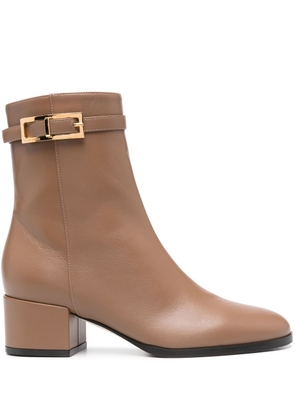 Sergio Rossi 50mm leather ankle boots - Brown