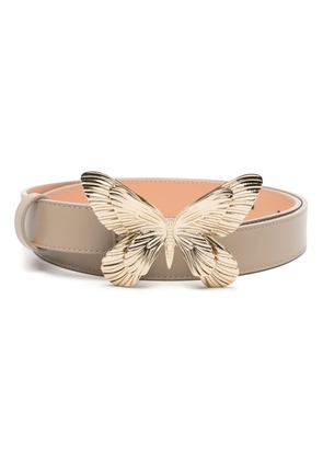 Blumarine butterfly-buckle leather belt - Neutrals