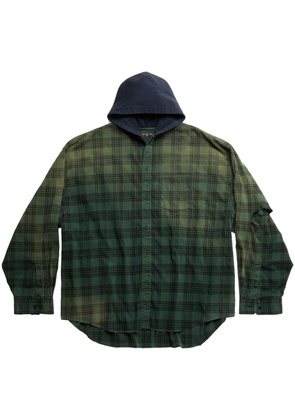 Balenciaga hooded check-print shirt - Green