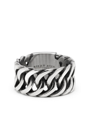 Nialaya Jewelry logo-engraved chain ring - Silver
