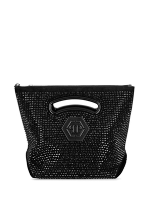 Philipp Plein medium crystal-embellished suede tote bag - Black