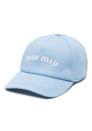 Miu Miu logo-embroidered cotton baseball cap - Blue