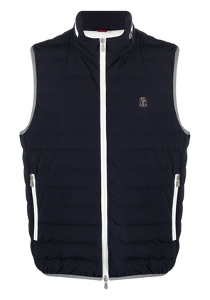 Brunello Cucinelli logo-embroidered quilted gilet - Blue