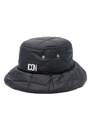 Dsquared2 logo-plaque quilted bucket hat - Black
