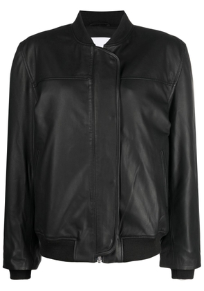 REMAIN leather zipped bomber jacket - Black