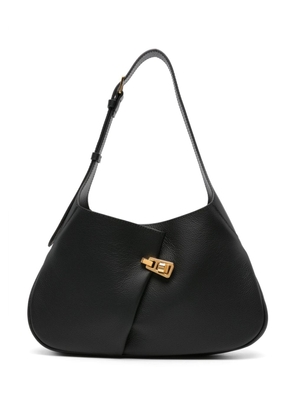 Coccinelle folded-detail leather shoulder bag - Black