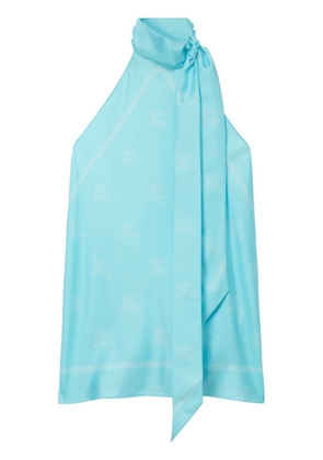 Burberry EKD halterneck silk scarf top - Blue