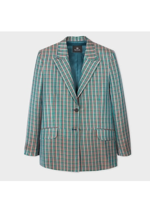 PS Paul Smith Women's Teal and Pink Gingham Blazer