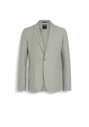 Olive Green Crossover Linen Wool and Silk Blend Shirt Jacket