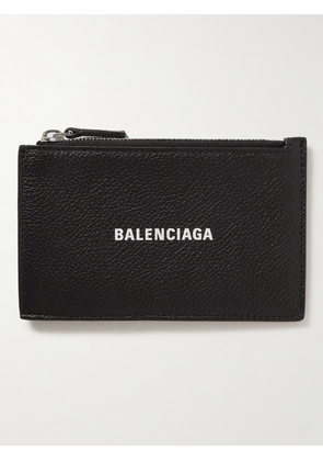 Balenciaga - Cash Logo-Print Full-Grain Leather Zipped Cardholder - Men - Black