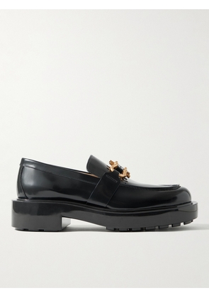 Bottega Veneta - Horsebit Glossed-Leather Loafers - Men - Black - EU 41