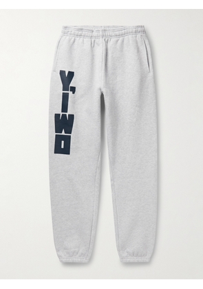 Y,IWO - Tapered Logo-Print Cotton-Jersey Sweatpants - Men - Gray - S