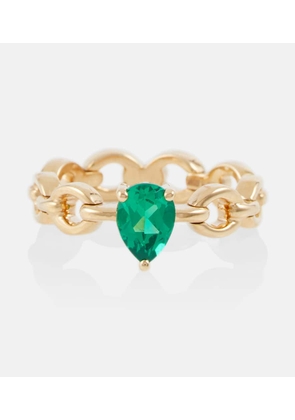 Nadine Aysoy Catena Mini 18kt gold ring with emerald
