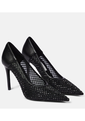 Stella McCartney Iconic embellished mesh and faux leather pumps