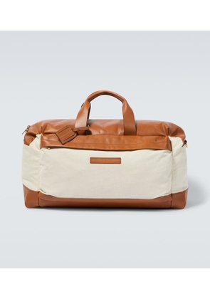 Brunello Cucinelli Leather-trimmed canvas duffel bag