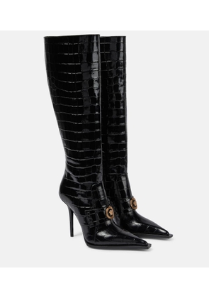 Versace Croc-effect patent leather knee-high boots