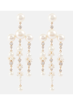Sophie Bille Brahe Jardin de Rêve 14kt gold earrings with diamonds and pearls