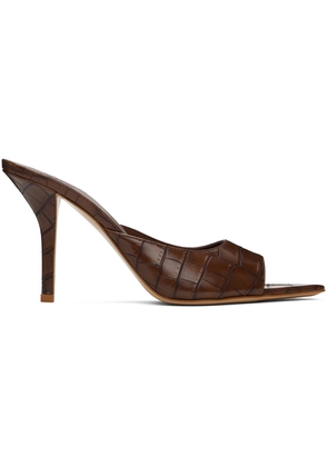 GIABORGHINI Brown Perni 04 Croc Heeled Sandals
