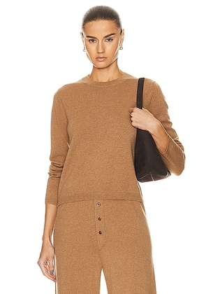 Guest In Residence Shrunken Crew Cashmere Top in Almond - Brown. Size L (also in S, XL, XS).
