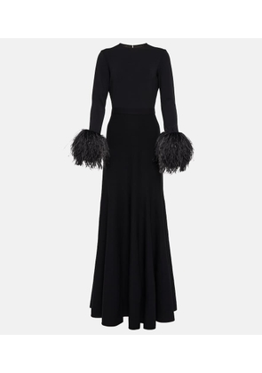 Elie Saab Feather-trimmed maxi dress