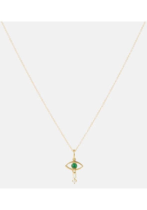 Ileana Makri 18kt gold necklace with emerald and diamonds