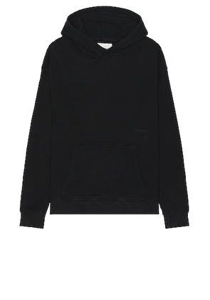 FRAME Waffle Hoodie in Noir - Black. Size L (also in XL/1X).