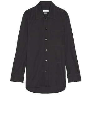 Lanvin Twisted Cocoon Overshirt Shacket in Steel - Charcoal. Size 38 (also in 39, 40, 41).