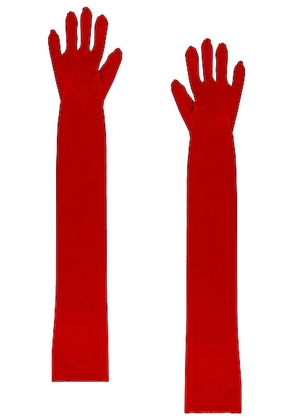 Norma Kamali Long Gloves in Tiger Red - Red. Size M/L (also in XS/S).