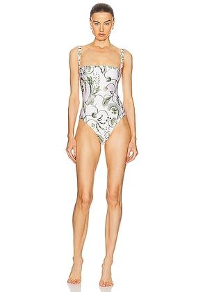 Agua by Agua Bendita Limon Habitat One Piece Swimsuit in White - White. Size XS (also in ).