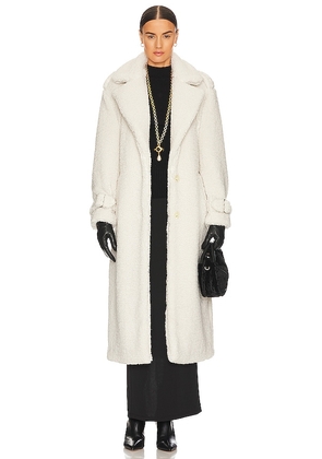 Ena Pelly Harri Oversized Teddy Coat in Cream. Size 6/XS, 8/S.