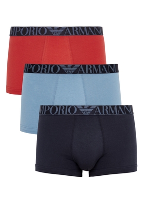 Emporio Armani Stretch-cotton Trunks - set of Three - Blue - L
