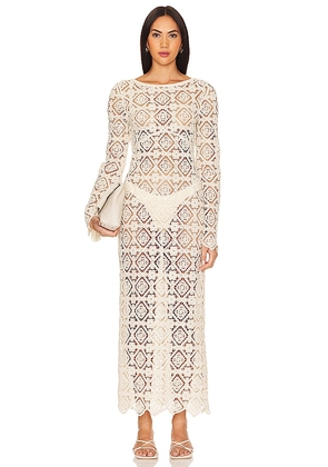 House of Harlow 1960 x REVOLVE Janis Crochet Maxi Dress in Cream. Size M, S, XL, XS, XXS.