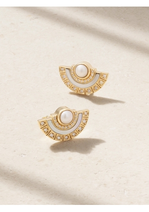 SORELLINA - Alba 18-karat Gold, Diamond And Pearl Earrings - One size