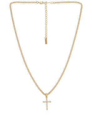 Natalie B Jewelry Korsa Cross Necklace in Metallic Gold.