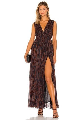 ROCOCO SAND Aine Maxi Dress in Brown. Size S.