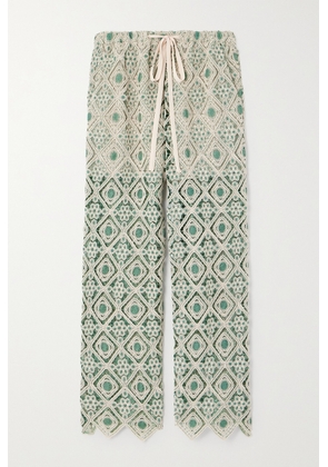 La DoubleJ - Crocheted Wide-leg Pants - Green - XS/S,M/L