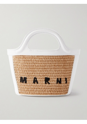 Marni - Tropicalia Micro Leather And Embroidered Faux Raffia Tote - Brown - One size