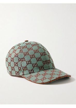 Gucci - Leather-trimmed Cotton-blend Canvas-jacquard Baseball Cap - Blue - XS,S,M,L