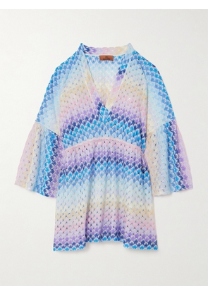 Missoni - Mare Striped Metallic Crochet-knit Mini Dress - Blue - IT36,IT38,IT40,IT42,IT44,IT46,IT48