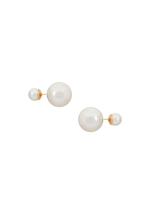 SHASHI Double Pearl Earrings in Ivory.