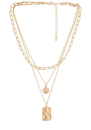 8 Other Reasons Laid Back Lariat Necklace in Metallic Gold.