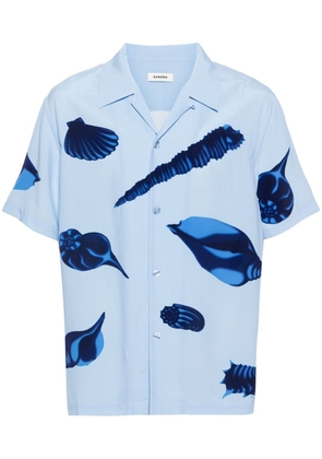 SANDRO graphic-print notched-collar shirt - Blue